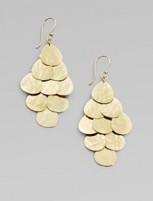 Teardrop-shaped petals with a subtle crinkle texture subtly overlap in this cascading cluster design.18k yellow goldLength, about 2½Ear wireImported Teardrop-shaped petals with a subtle crinkle texture subtly overlap in this cascading cluster design.18k yellow goldLength, about 2½Ear wireImported