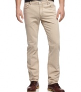 Step up your style. These skinny fit khaki jeans from INC International Concepts give your look a downtown edge.