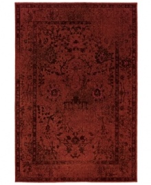 Distressed never looked so rich. The Revamp area rug from Sphinx takes a vintage-inspired damask motif and updates its heirloom appeal with modern, faded styling in vibrant ruby. Created in the USA of ultra-tough, hard-twist polypropylene. Distressed never looked so rich. The Revamp area rug from Sphinx takes a vintage-inspired damask motif and updates its heirloom appeal with modern, faded styling in vibrant ruby. Created in the USA of ultra-tough, hard-twist polypropylene.
