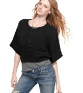 Build your wardrobe with uncomplicated knits ... this top from Say What? is ultra-flattering with a chic open stitch.