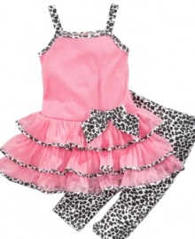 Tame her wild side. Daring animal-print details on this tunic and legging set from Kids Headquarters will perfectly compliment her sweet nature. Tame her wild side. Daring animal-print details on this tunic and legging set from Kids Headquarters will perfectly compliment her sweet nature.
