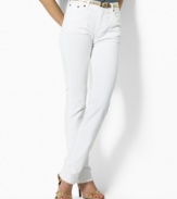 Designed in stretch denim for a flattering, comfortable fit, the Tanya jean features a sleek silhouette and straight leg, by Lauren Jeans Co.