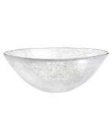 Speckled with frosty white, the Tellus crystal bowl makes a striking centerpiece for the dining room or coffee table. Its minimalist shape is perfect for holding whole fruit or mixed greens but looks simply stunning all on its own.