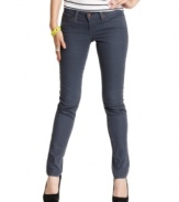 Ease into the printed denim trend with a pair of five-pocket skinny jeans designed in subtle railroad stripes! From Levi's.
