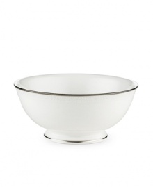 Express the best of taste at the table. Lustrous banded details add a crisp, clean finish to the white china fruit bowl. Express the best of taste at the table. Lustrous banded details add a crisp, clean finish to the white china fruit bowl.