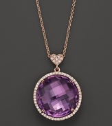 Lisa Nik 18K Rose Gold Amethyst and Diamond Necklace, 18
