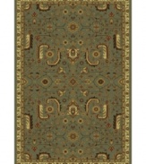 This traditionally styled rug from the St. Lawrence collection relies on timeless design to convey its stunning message. With an elaborate network of vines, blossoms and leaves woven into a sea green field, the unique rug brings classic grace and elegance into your home.