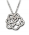 A sparkling silhouette. Swarovski's Hortense Pendant features an abstract flower in intricate filigree. Clear crystal pavé shines in a silver tone mixed metal setting. Approximate length: 15 inches. Approximate drop: 3/4 inch.