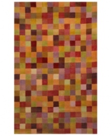 Pixelated perfection. With fiery sunset tones of crimson and gold accented by spectral lowlights, the Petra rug offers a different vista from every angle. Hand-tufted and hand-finished for a rich, lustrous sheen, this plush wool rug adds a compelling sense of warmth to any room. Pixelated perfection. With fiery sunset tones of crimson and gold accented by spectral lowlights, the Petra rug offers a different vista from every angle. Hand-tufted and hand-finished for a rich, lustrous sheen, this plush wool rug adds a compelling sense of warmth to any room.