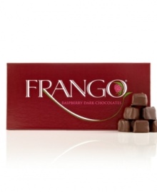 A classic combination, Frango blends their smooth dark chocolate with sweet raspberries to create a tantalizing taste sensation. A perfect prelude to romance, this one-pound, 45-piece box of chocolate guarantees a sweet night. A classic combination, Frango blends their smooth dark chocolate with sweet raspberries to create a tantalizing taste sensation. A perfect prelude to romance, this one-pound, 45-piece box of chocolate guarantees a sweet night.