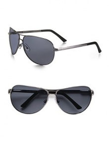 EXCLUSIVELY OURS. A timeless look for men of every age and style, crafted in lightweight metal with double-bridge detail. Polarized lenses 100% UV protective Imported EXCLUSIVELY OURS. A timeless look for men of every age and style, crafted in lightweight metal with double-bridge detail. Polarized lenses 100% UV protective Imported