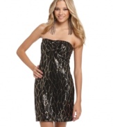 Go glam in this high-shine black & gold sequined As U Wish mini dress – perfect for dancing under a disco ball!