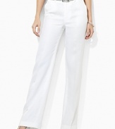 A classic-fitting dress pant exudes tailored sophistication in breezy, lightweight linen.