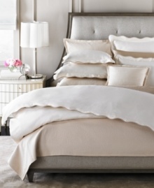 Tranquility emanates from this chic Barbara Barry Peaceful Pique decorative pillow. Wave scallops edged with exceptionally sewn sateen feature a soft, curving silhouette, creating a warm and relaxing atmosphere. Button closure. Tranquility emanates from this chic Barbara Barry Peaceful Pique decorative pillow. Wave scallops edged with exceptionally sewn sateen feature a soft, curving silhouette, creating a warm and relaxing atmosphere. Button closure.