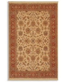 Reinterpreting the rustic charm of the world's most legendary antique carpet designs, this rug is painstakingly crafted to capture the abrash or stria effect often associate with aged vegetable dyes. After weaving, each rug is given a special antique wash to further harmonize the colors with a rich vintage patina. Reinterpreting the rustic charm of the world's most legendary antique carpet designs, this rug is painstakingly crafted to capture the abrash or stria effect often associate with aged vegetable dyes. After weaving, each rug is given a special antique wash to further harmonize the colors with a rich vintage patina.