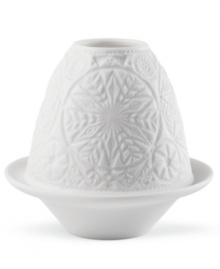 Set your table aglow with a beautiful white porcelain candle holder, featuring a fresh snowflake design. Handcrafted by Lladro. Set your table aglow with a beautiful white porcelain candle holder, featuring a fresh snowflake design. Handcrafted by Lladro.