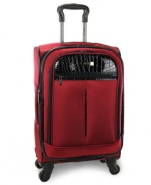 Fashion forward! Always on the move & ready to go, this durable spinner shines with snake-patterned trim and steps up to any size travel with confidence and ease. Smooth gliding tackles tricky corners, stubborn curves & busy terminals, while a fully-stocked interior, with expandable lid, garment restraints, mesh zipper pocket & more, packs like a pro. Fashion forward! Always on the move & ready to go, this durable spinner shines with snake-patterned trim and steps up to any size travel with confidence and ease. Smooth gliding tackles tricky corners, stubborn curves & busy terminals, while a fully-stocked interior, with expandable lid, garment restraints, mesh zipper pocket & more, packs like a pro.