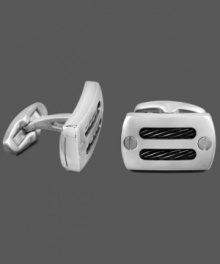 Precision style for the modern man. These sophisticated cuff links combine titanium with black ion-plated titanium in an intricate cable bolt design. Approximate size: 3/4 inch x 1/2 inch.