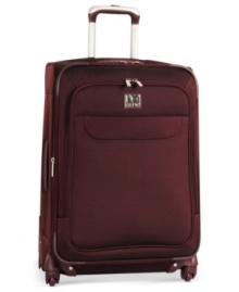 In the unknowns of travel, be known. A refined, yet eye-catching, style sets this spinner apart from the pack with a two-tone exterior that combines sophistication and durability. An expandable design makes living life on the go organized and easy, plus a fully-lined interior features a variety of organizer pockets, adjustable valet straps and a removable toiletry pouch. 10-year warranty. (Clearance) In the unknowns of travel, be known. A refined, yet eye-catching, style sets this spinner apart from the pack with a two-tone exterior that combines sophistication and durability. An expandable design makes living life on the go organized and easy, plus a fully-lined interior features a variety of organizer pockets, adjustable valet straps and a removable toiletry pouch. 10-year warranty. (Clearance)