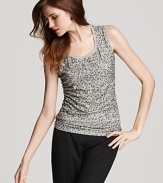 Illuminate your every day in this Lafayette 148 New York stretch cotton tank, scattered with sequins for trend-right style from the office to after hours.