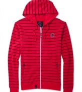 Bold and bright stripe hoodie by LRG. Makes a great gift.