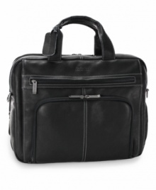 Here's looking at leather. Enjoy the rich luxury of full-grain leather everyday with this versatile, stylish business companion. A top-zip portfolio design expands to accommodate your needs and also opens to reveal an organizer, open-top accessory pockets, padded laptop pocket, file divider and more. Lifetime warranty. Here's looking at leather. Enjoy the rich luxury of full-grain leather everyday with this versatile, stylish business companion. A top-zip portfolio design expands to accommodate your needs and also opens to reveal an organizer, open-top accessory pockets, padded laptop pocket, file divider and more. Lifetime warranty.