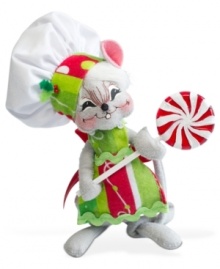 Treat someone to a sweet mouse figurine from Annalee. Dressed in a chef's hat with Christmas trim and carrying a peppermint lollipop, it'll bring endless cheer to bustling holiday kitchens. Treat someone to a sweet mouse figurine from Annalee. Dressed in a chef's hat with Christmas trim and carrying a peppermint lollipop, it'll bring endless cheer to bustling holiday kitchens.