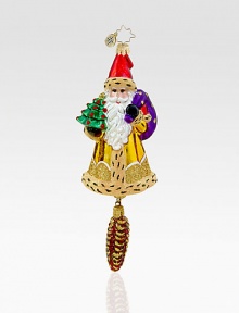 A sparkling pine cone swings from the bottom of this timeless, nature-inspired Santa heirloom. Hand-blownHand-painted7 highMade in Poland A sparkling pine cone swings from the bottom of this timeless, nature-inspired Santa heirloom. Hand-blownHand-painted7 highMade in Poland