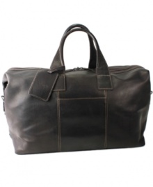 Keep calm with a carry-on! Sophisticated style and smart design meet in this take-it-all duffel. Crafted from rich, full-grain leather, this luxurious bag is the perfect pickup for quick trips or weekend getaways, packing up fast with a convenient top-zip construction. Keep calm with a carry-on! Sophisticated style and smart design meet in this take-it-all duffel. Crafted from rich, full-grain leather, this luxurious bag is the perfect pickup for quick trips or weekend getaways, packing up fast with a convenient top-zip construction.