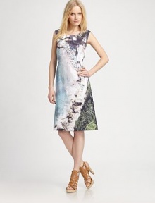 A brilliant watercolor print gives this sleek shift must-have appeal.Round collarSleevelessAllover printConcealed back zipperAbout 27 from natural waistLinenDry cleanImported Model shown is 5'10 (177cm) wearing US size 4. A brilliant watercolor print gives this sleek shift must-have appeal.Round collarSleevelessAllover printConcealed back zipperAbout 27 from natural waistLinenDry cleanImported Model shown is 5'10 (177cm) wearing US size 4.