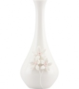 Sculpted forget-me-knots pop with a tinge of pink against this glossy white Flora bud vase. A quiet beauty in graceful Lenox porcelain. Qualifies for Rebate