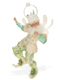 A model of wintertime whimsy, this Mark Roberts fairy dons a hat that doubles as a snow globe, plus a spectacular green and gold ensemble. Shake things up by adjusting his flexible arms and legs in countless configurations. A model of wintertime whimsy, this Mark Roberts fairy dons a hat that doubles as a snow globe, plus a spectacular green and gold ensemble. Shake things up by adjusting his flexible arms and legs in countless configurations.