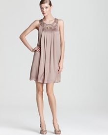 An embellished neckline sparkles on this fête-fabulous SW Studio by Sue Wong dress.