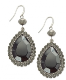 Move out of the shadows with these dusky teardrop earrings from Alfani. Faceted glass stones in teardrop silhouettes add vintage appeal. Crafted in hematite tone mixed metal. Approximate drop: 1-3/4 inches.