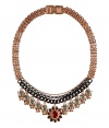 With a bold look and shimmering panther pendants, Mawis crystal encrusted necklace lends a statement luxe edge to every outfit - Mixed chain, logo engraved closure, green crystal embellished panther pendants, dark red and grey embellished flower pendant, rose gold-plated brass - Wear with everything from jeans and tees to cocktail frocks and heels
