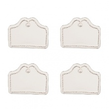 This thoughtful gift will delight any host or hostess with an eye for the details. With lovely scalloped edges and in Juliska's classic whitewash, these versatile cards come with a swipe-away marker to be used time and time again. Perfect for any occasion, they function as placecards or to label your best dishes. This thoughtful gift will delight any host or hostess with an eye for the details. With lovely scalloped edges and in Juliska's classic whitewash, these versatile cards come with a swipe-away marker to be used time and time again. Perfect for any occasion, they function as placecards or to label your best dishes.