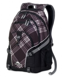 Take the day in stride! This spacious backpack fits in the everyday essentials and then some. A special MP3 pocket is music to your ears with an easy-access headphone port, plus a convenient monster hook and bottom straps make it easy to add on gear throughout the day. Two side mesh beverage pocket, a hanging accessory pocket and a premium organizer pay close attention to the details of life. Take the day in stride! This spacious backpack fits in the everyday essentials and then some. A special MP3 pocket is music to your ears with an easy-access headphone port, plus a convenient monster hook and bottom straps make it easy to add on gear throughout the day. Two side mesh beverage pocket, a hanging accessory pocket and a premium organizer pay close attention to the details of life.