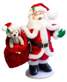 Santa at his best. The jolliest man on Christmas dons a red velour suit and bag of toys and treats in this quintessential holiday figurine. With the soft features and unmistakable style of Annalee dolls. Santa at his best. The jolliest man on Christmas dons a red velour suit and bag of toys and treats in this quintessential holiday figurine. With the soft features and unmistakable style of Annalee dolls.