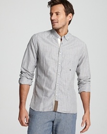 Fine stripes and striking details place Billy Reid's Monogram Oxford squarely in our finest preppy traditions.