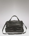Indulge in this luxurious satchel from Kooba with a vintage, lived-in feel. It features a versatile top handle design and flap pocket with cool, textured detailing.