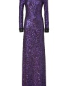 With statement-making sequins and a dramatic floor-sweeping length, this black tie gown from Jenny  Packham is an investment in high style - Bateau neck, long sleeves with jewel-embellished cuffs, figure-hugging silhouette, maxi-length, all-over sequin embellishment - Style with platform pumps and a classic clutch