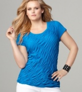Pair your casual bottoms with DKNY Jeans' short sleeve plus size top, accented by shirring. (Clearance)