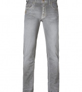 Detailed in a cool urbane grey wash, Prps broken-in jeans guarantee an effortless edge to you outfit - Classic five-pocket style, button fly, button closure, belt loops, broken-in detailing throughout - Straight leg - Wear with biker jackets and slick winter boots
