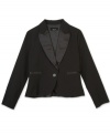 She can throw this one-button blazer from BCX on over a sweet button-up shirt for a lovely dressed-up look.