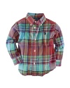The epitome of preppy style, a classic long-sleeved button-down shirt is crafted in light-as-air cotton with a heritage madras print for a handsome finish.