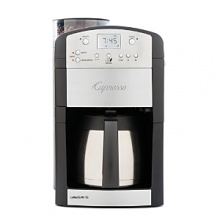 The CoffeeTEAM TS features a stainless steel thermal carafe to keep your coffee perfectly hot for hours, without reheating. Stainless steel accents throughout the machine make this the most sophisticated coffee maker/burr grinder combination on the market. The CoffeeTEAM TS features a stainless steel thermal carafe to keep your coffee perfectly hot for hours, without reheating. Stainless steel accents throughout the machine make this the most sophisticated coffee maker/burr grinder combination on the market.