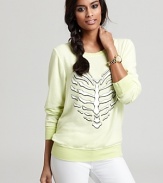 A heart-shaped skeleton makes a quirky statement on this electrically hued WILDFOX sweatshirt.