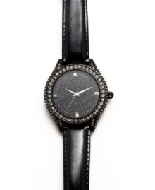 This smoky and shimmering Carolee watch exudes mystery with jet pave stones and crystal shimmer. This smoky and shimmering Carolee watch exudes mystery with jet pave stones and crystal shimmer.