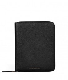 Polished to perfection with sleek textural black leather, Burberry Londons iPad case couples elegance with ease - Metallic logo embossed on front, zip-around closure, inside slot pocket, inside leather frame for iPad - Great for everyday and on the go, also makes a superb gift Polished to perfection with sleek textural black leather, Burberry Londons iPad case couples elegance with ease - Metallic logo embossed on front, zip-around closure, inside slot pocket, inside leather frame for iPad - Great for everyday and on the go, also makes a superb gift