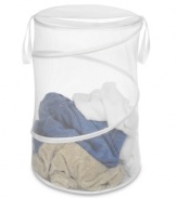 Dirty clothes find a home off the floor in this spacious hamper. The collapsible mesh design with carrying straps makes it easy to take this storehouse of yesterday's clothes from your bedroom straight to the laundry room.